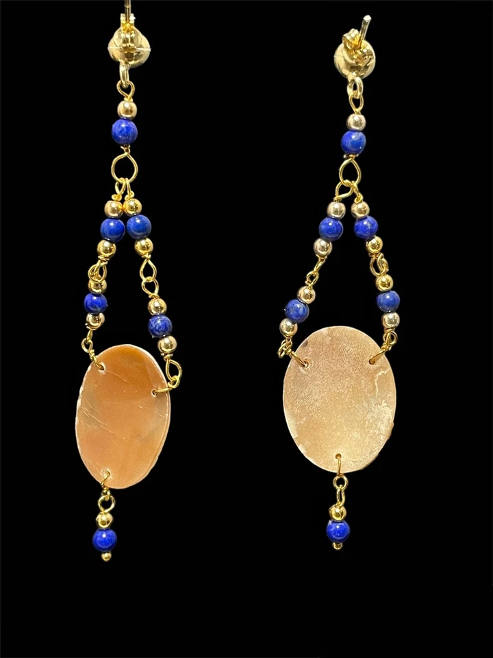 Orecchini con lapislazzuli e cammei - Immagine 3 di 4