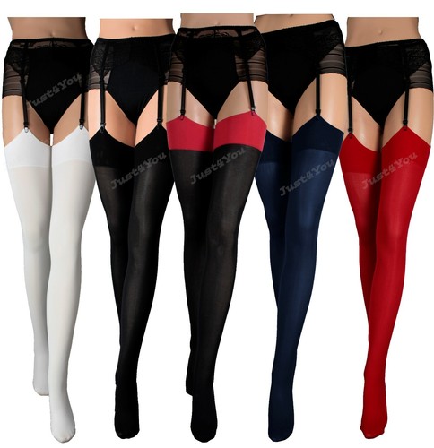 Plain Top Stockings size S - 4XL Microfibre 40 den or 60den Suspender Stockings - Picture 25 of 26