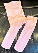 Girls Solid Pink Tights Net Pattern Stretchy Cotton Blend Size:4-6 Yrs