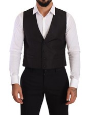 Dolce & Gabbana Gray Silk Slim Fit Waistcoat Formal Men's Vest Authentic