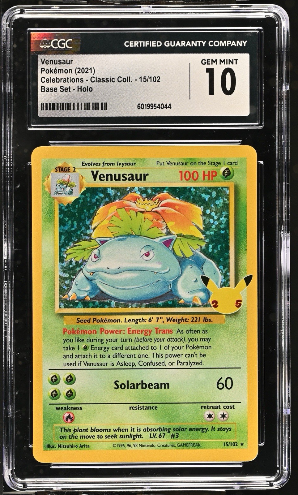 CGC 10 Pokemon TCG Venusaur 15/102 Celebrations Classic Collection Holo 2021