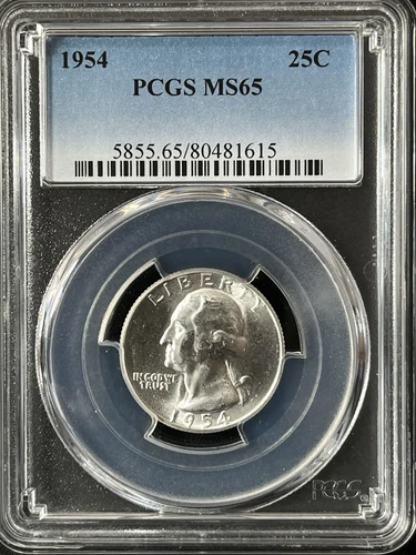 1954  25C Washington Quarter Dollar PCGS MS65  80481615
