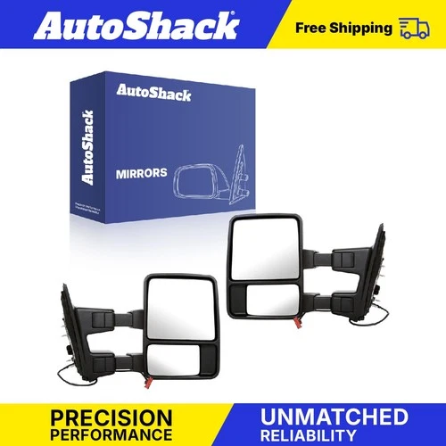 Tow Mirrors Power Heated Black Pair for 2003-2016 Ford F-250 Super Duty