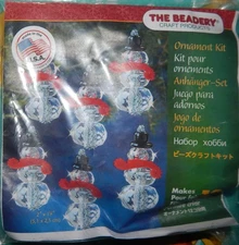 The Beadery snowman Christmas tree ornament kit clear NIP makes 12 holiday bead