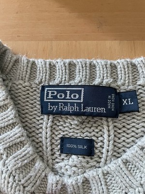 Vintage Polo Ralph Lauren Silk Cable Knit Sweater XL Mens