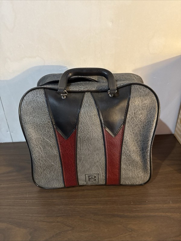 Vintage Brunswick Bowling Ball Bag Grey-Maroon-Black No Ball 