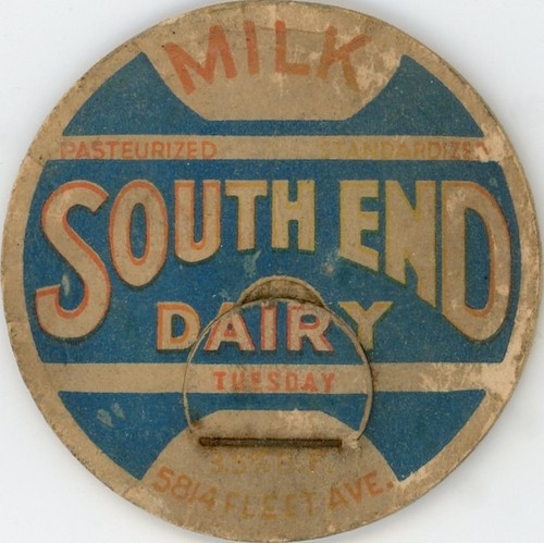 Large Milk Bottle Cap - South End Dairy - 5814 Fleet Ave. - (Cleveland, OH Ohio)