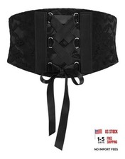 5.5 Wide Corset Waspie Elastic Lace Belt XX-Large Black