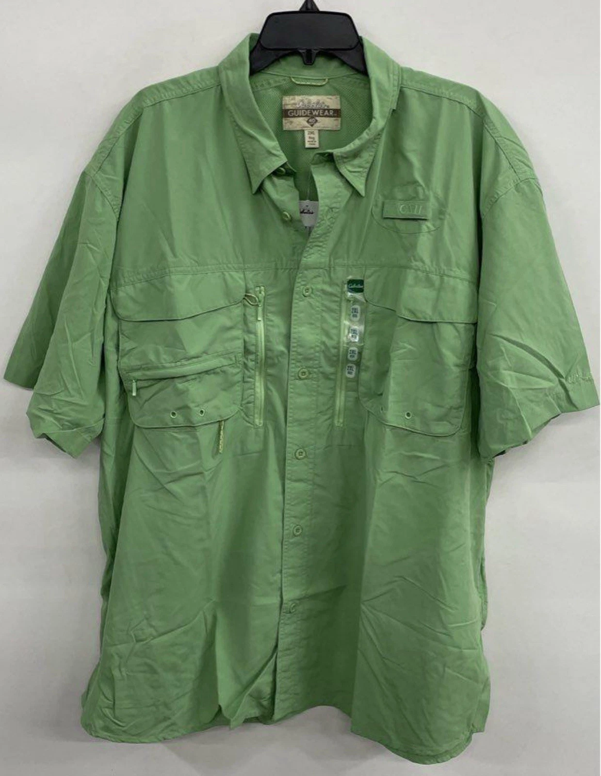 Cabela's Men-2XL-ButtonUp Green Vented Short Slve Hunting/Fishing Shirt-UPF40