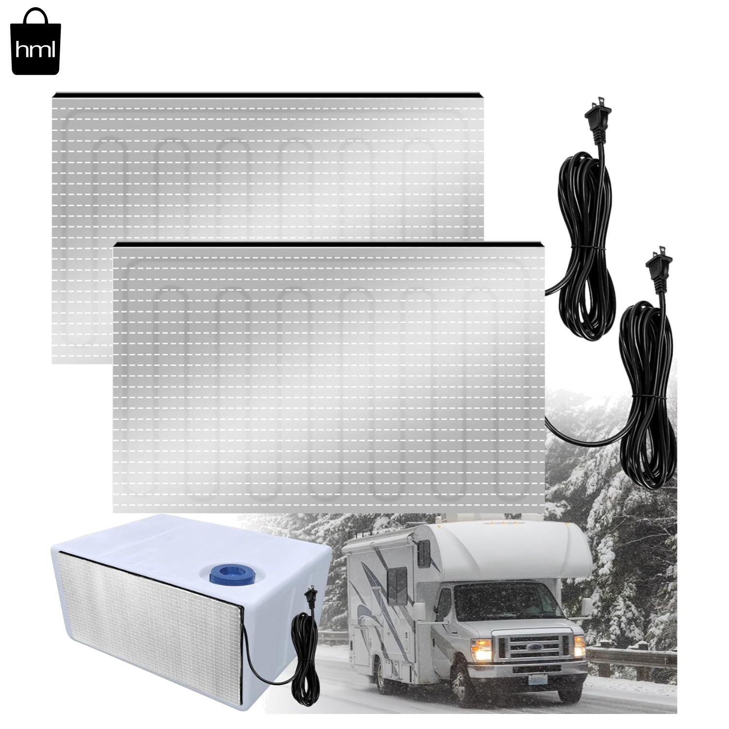 2 Pack RV Tank Heater Pad 120V, Fits up to 50 Gallons Fresh Water, 12" X 18" Ho