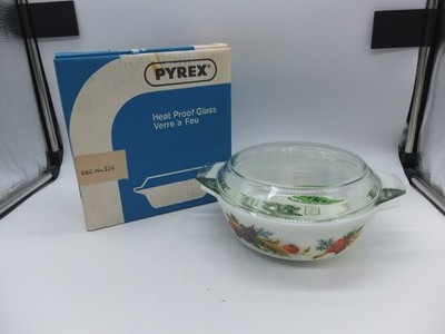 Vintage Pyrex Auflaufform Harvest Vegetables Gemüsedekor Deckel -O-