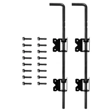 2 Pack 24" Cane Bolt Gate Drop Rod Wood Fence Steel Drop Hardware Kit Black