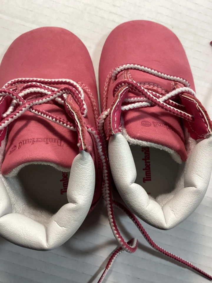Timberland Bebé Niña Rosa Gamuza Cuero Fondo Suave Botas Cuna 3 Foto 4 de 4