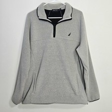 Nautica Men  s Sweatshirt Size L Gray Quarter-Zip Sweater Fleece Pullover
