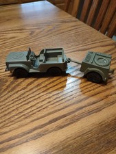 Lido Plastic Army Jeep, Ammo Trailer 1960s
