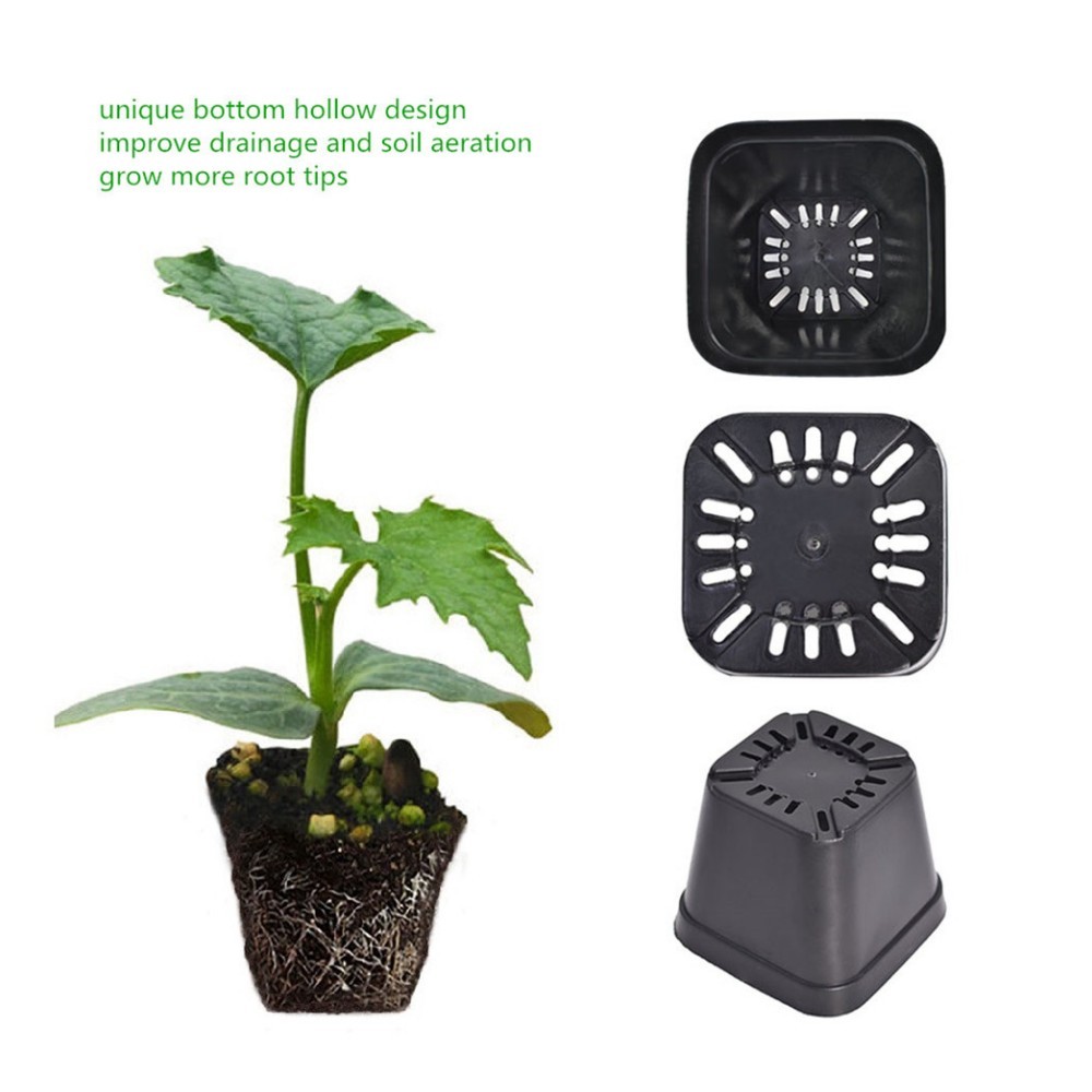 100 PCS 4" Square Seedling Pot Nursery Seeds Starting Planting Cuttings Plastic