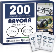200 Count Lens Wipes for Eyeglasses, Glasses Cleaner Wipes for Screens