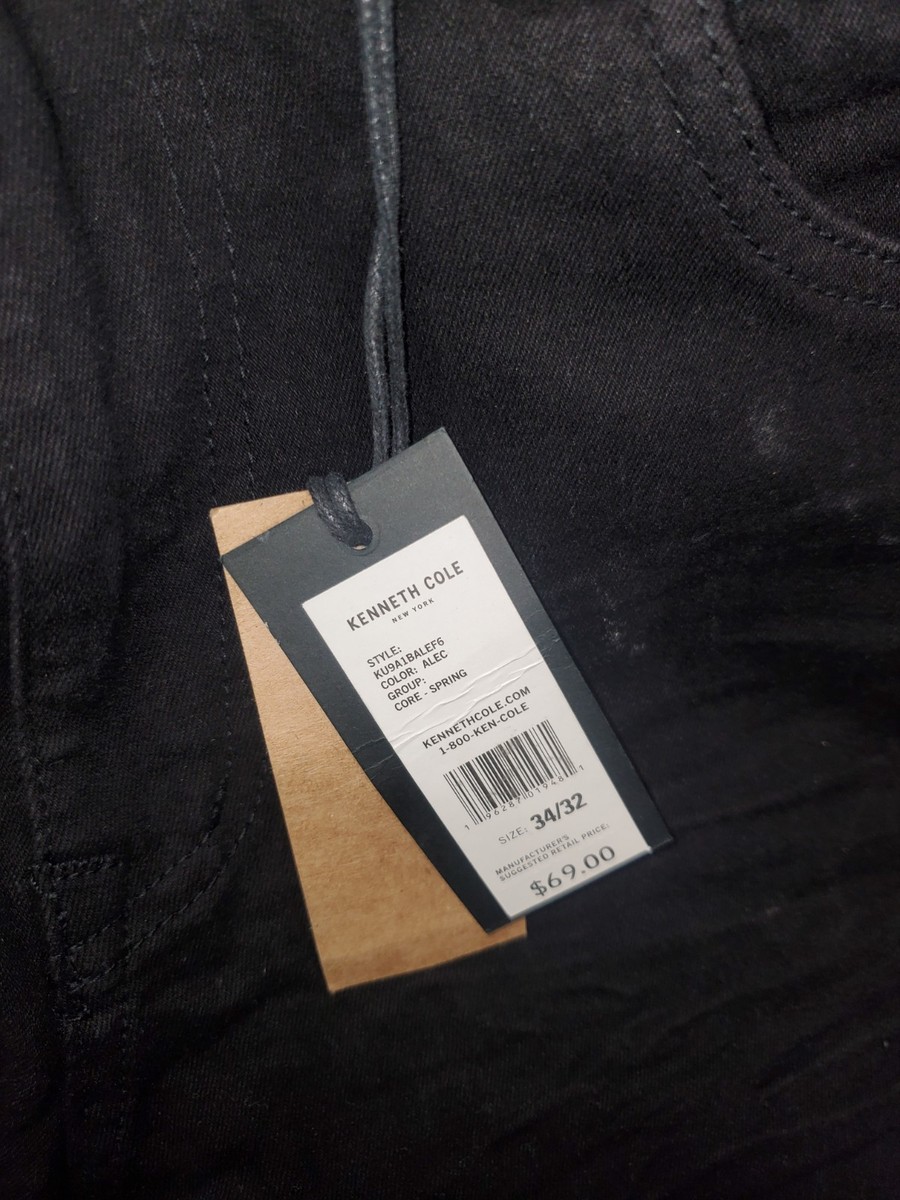 Kenneth Cole Jeans Men's 34 X 32 Slim Fit Black BCI Sustainable