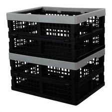 2 PCS 16L Plastic Folding Storage Crates Collapsable Organizer
