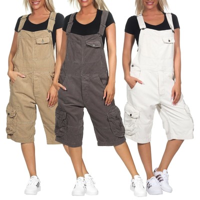 Jet Lag Damen Cord Overall Shorts Damenhose Latzhose Cargoshorts Cargo Hose T03