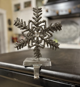 Pottery Barn 12" Tall Christmas Polished Silver Large Snowflake Stocking Holder