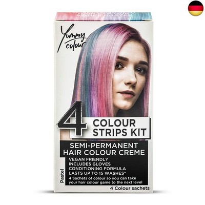 Products Semi-permanentes Haarfärbemittel-Streifen-Kit in 4 Farbtönen 1Yummy Co