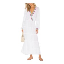 Pitusa Henrietta Dress Petite Size XS/Small White Maxi Beach Resortwear Cotton