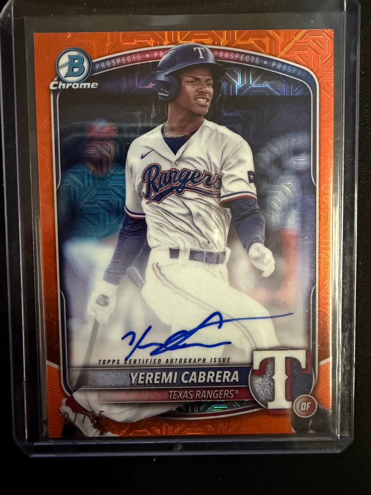 2025 Bowman Chrome Yeremi Cabrera Orange Mega Refractor Auto /25