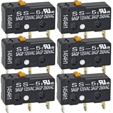 SS-5 Micro Switch 6 Pack Pin Plunger SPDT 5A 125VAC 3A 250VAC SS5 Switch