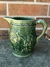 VTG Nelson McCoy Stoneware Pitcher Lily Pads Fish Handle Crock Art Pottery 30