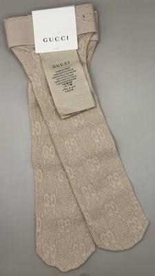 Gucci Socks Lit Lux GG Net Champagne Women s Size S 8 (18-20cm) Authentic 
