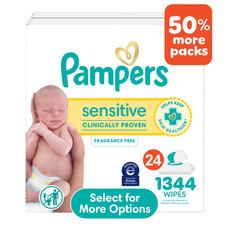 Pampers Baby Wipes Sensitive Unscented 1344 Count 24X Bulk FREESHIP