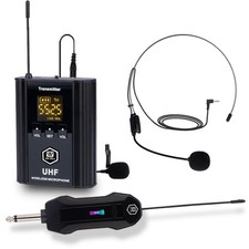 Professional UHF Wireless Microphone System   1-Pack with Headset  Lavalier ...