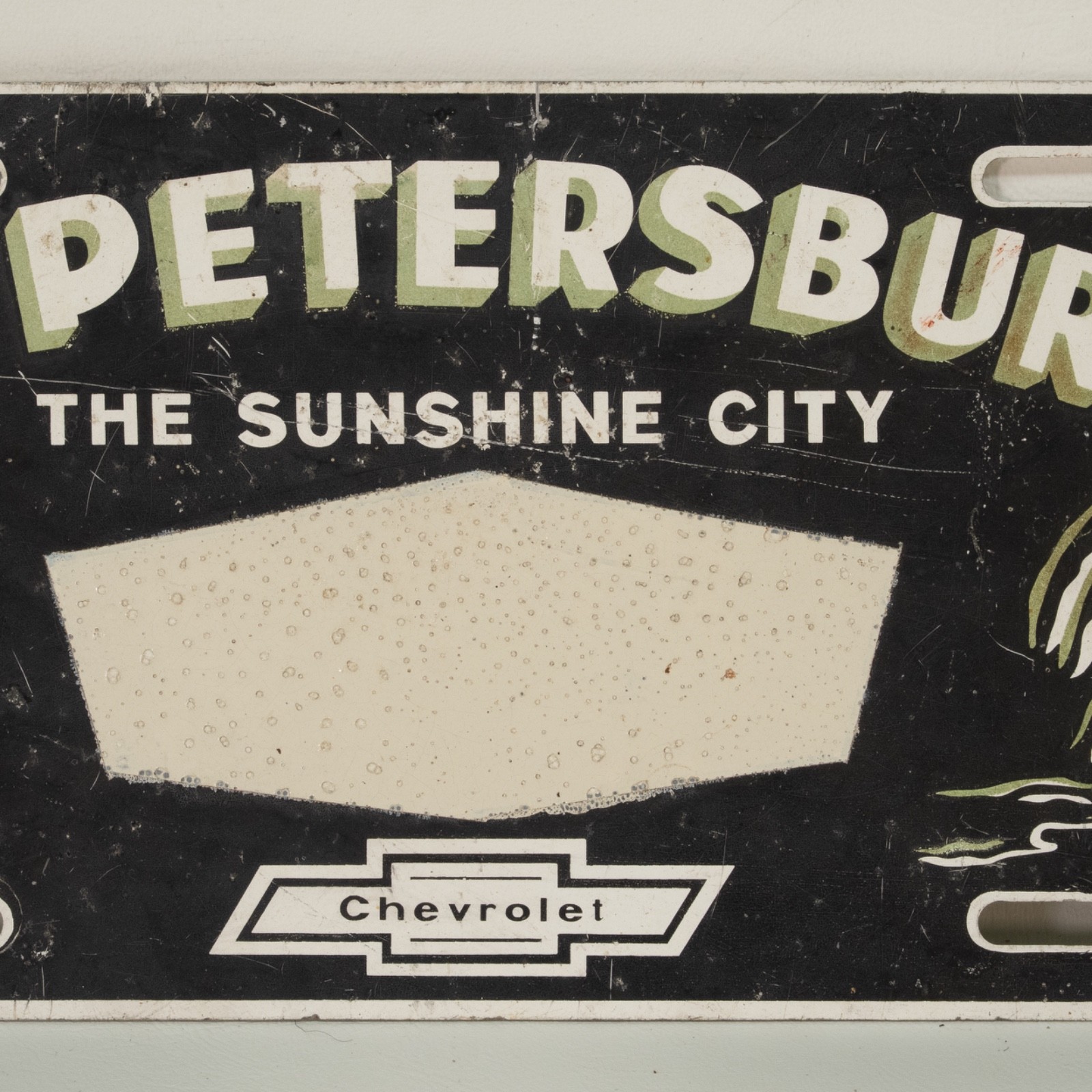 Rare 1950s ST. PETERSBURG FL Ross Chevrolet Dealer Booster License Plate MR.SUN 