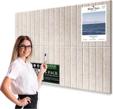 Large Cork Bulletin Board for Walls, 6 Pack Felt Slat Wall Panel Tile