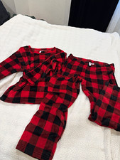 JOSPHUN Unisex Kids Fleece Plaid 2pc Pajama Set Long Sleeve Pullover L