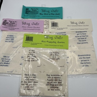 Easy As Pie Designs Talking Quilts Fabric Quotes Lot 4 OS Cream Hope Mom Dog GC
