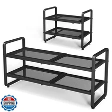 Shoe Rack - Expandable Shoe Organizer for Closet, Adjustable Metal Shoe Shelf
