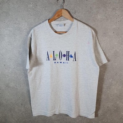 Vintage Tee Jays Aloha Hawaii USA 90s Single Stitch T-Shirt Herren Large Grau