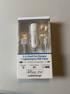 Infinitek 18w Usb C & Lightnin Car Charging Pack Fast Charger 3.3Ft Sync/Charge