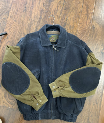 Vintage Structure Le Collezioni Leather Jacket Bomber Coat Elbow Patch Size XL