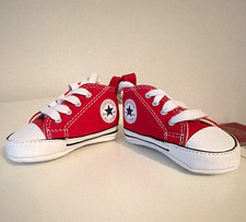 Converse Chuck Taylor All Star Baby Canvas Lace-Up Low Top Red/White US 1 Crib