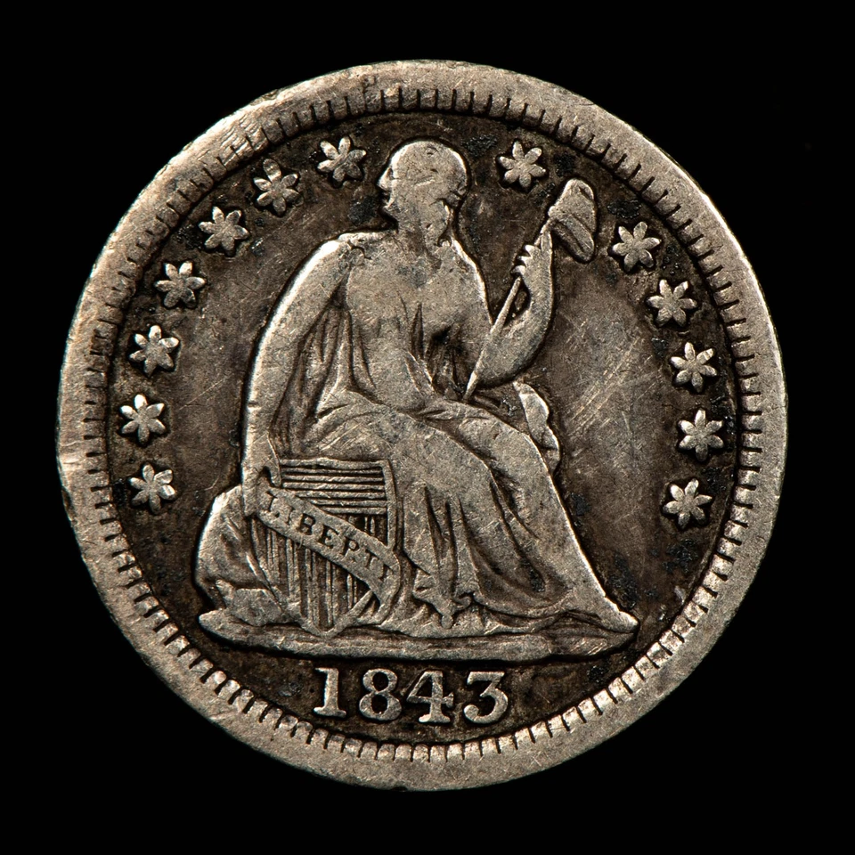 1843 H10c Seated Liberty Half Dime - VF - SKU-Z5999 - Image 3 of 4