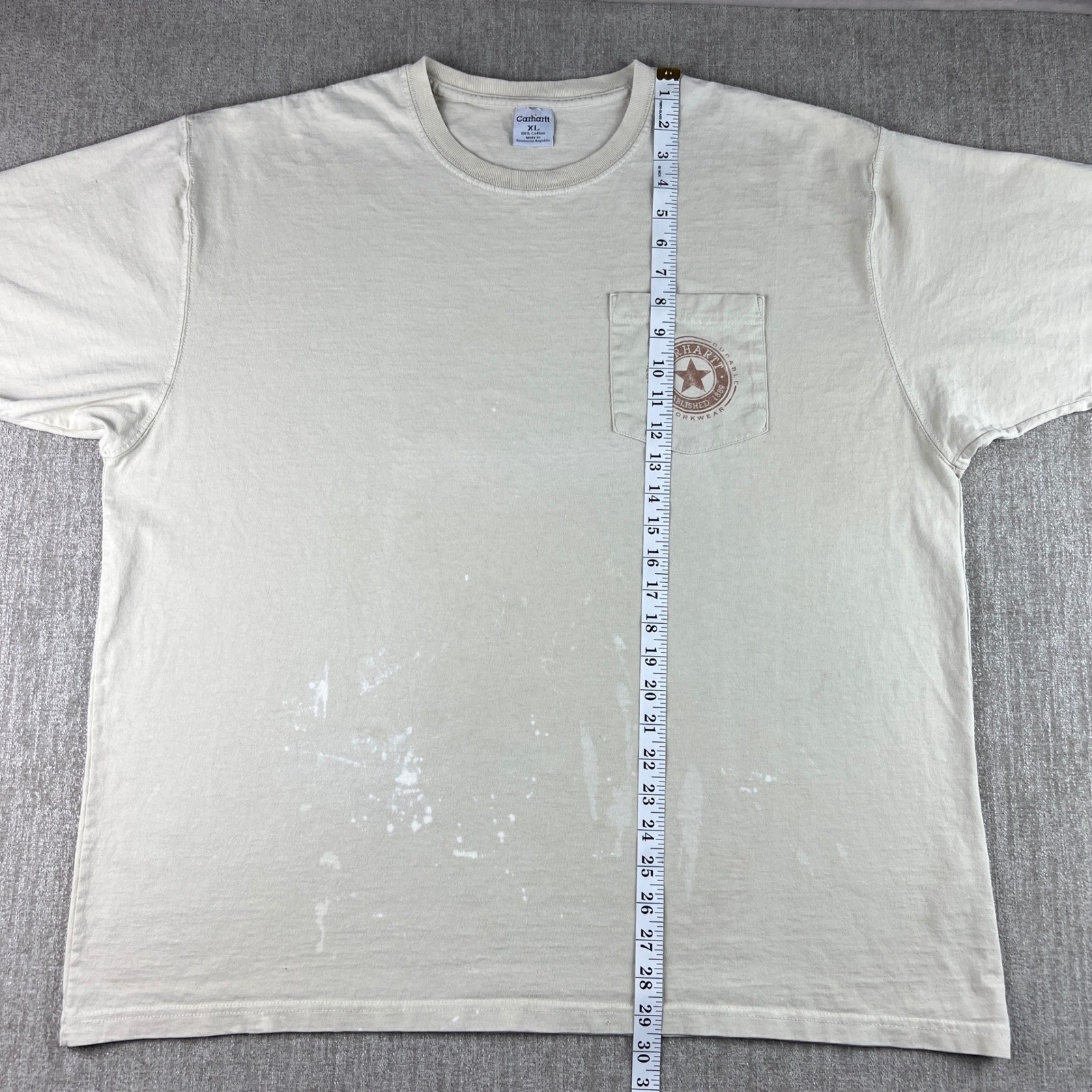 Vintage Carhartt Graphic T-Shirt Mens XL Tan Distressed Workwear Double Sided thumbnail 6