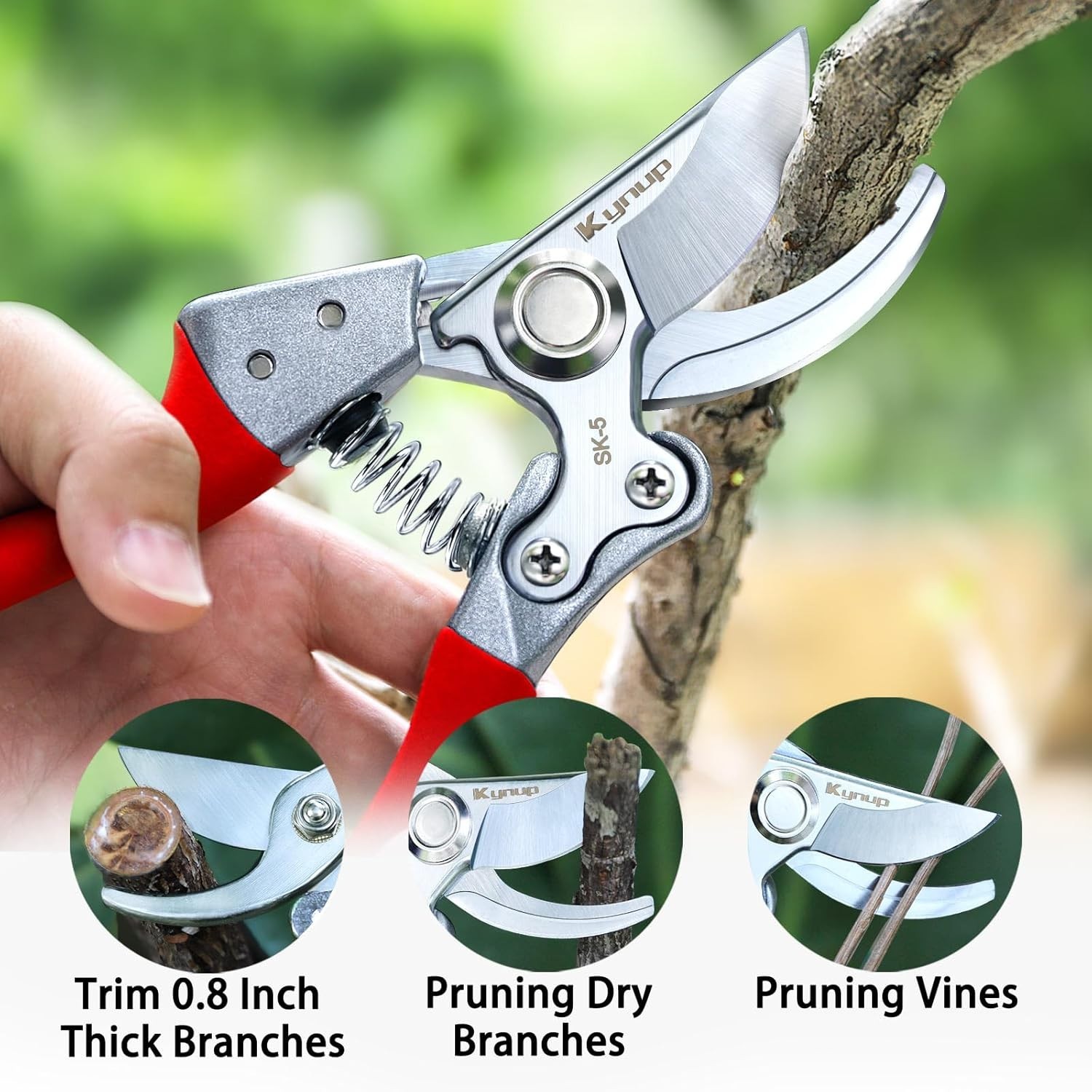 Kynup Pruning Shears Heavy Duty Garden Scissors Red