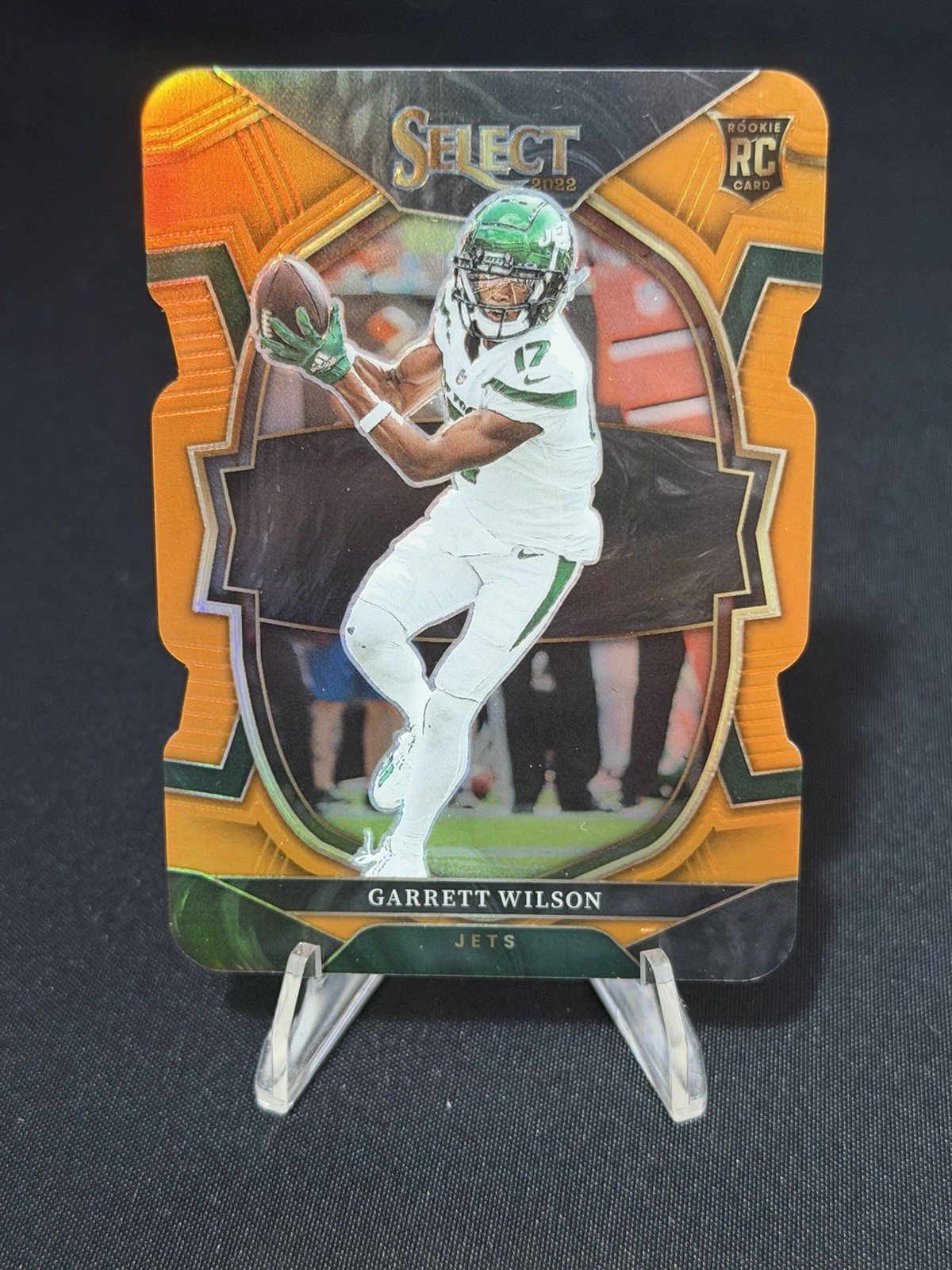 2022 Select Garrett Wilson Concourse Orange Die Cut /199 Jets