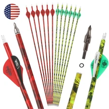 12X 30" Carbon Arrows Camo Archery SP500 Compoundbow Recurve Bow Tips Hunting US