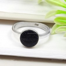 Round Natural Blue Sunstone 925 Sterling Silver Engagement Band Wife Ring Size 7