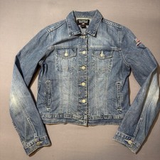 Vintage Polo Jeans Co Ralph Lauren Denim Jacket M Flag Patch Distressed Fade