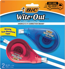 BIC Wite-Out Brand EZ Correct Correction Tape, 39.3 Feet, 2-Count Pack of white